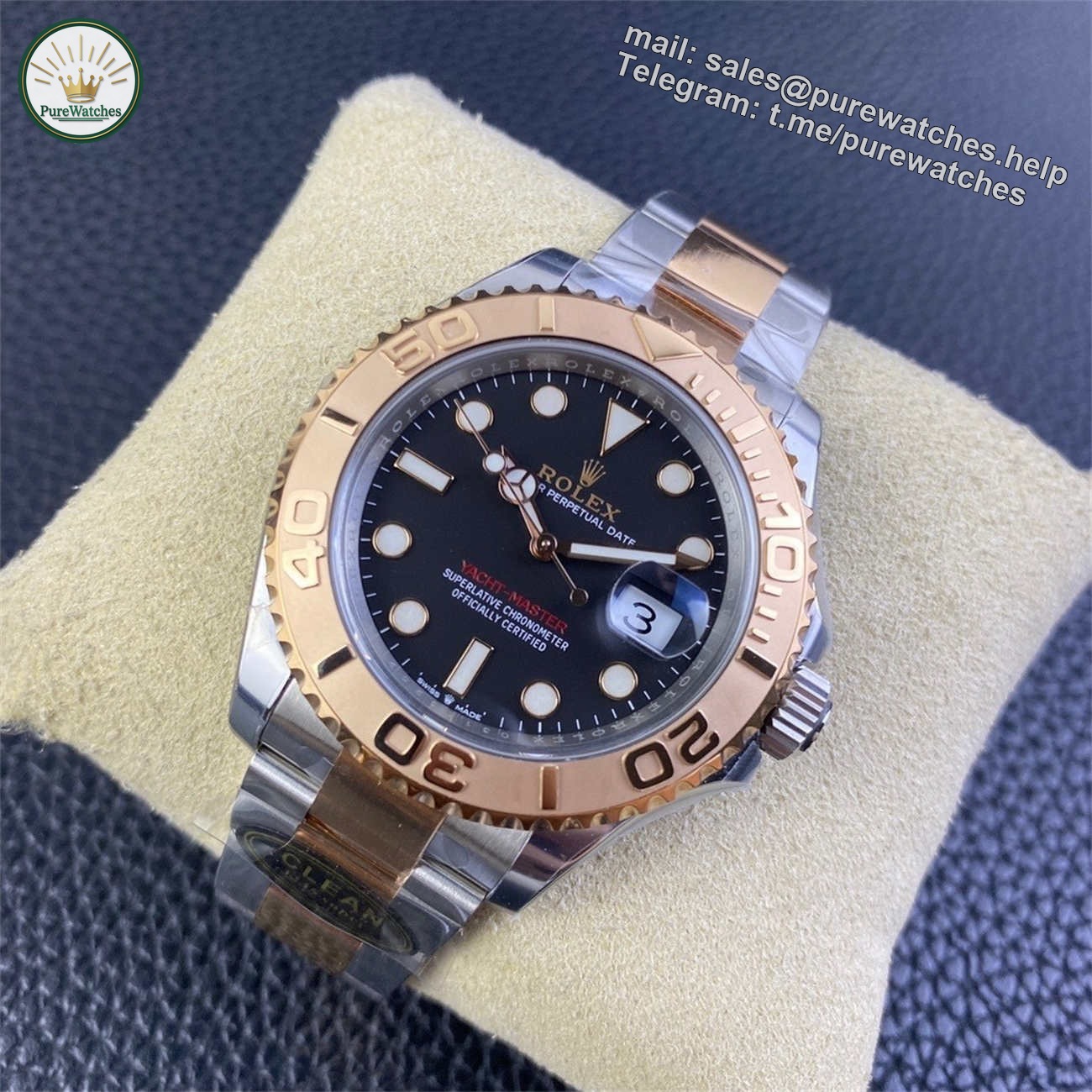 Rolex Yacht-Master Black Dial – Clean Factory 40mm Replica - Image 3
