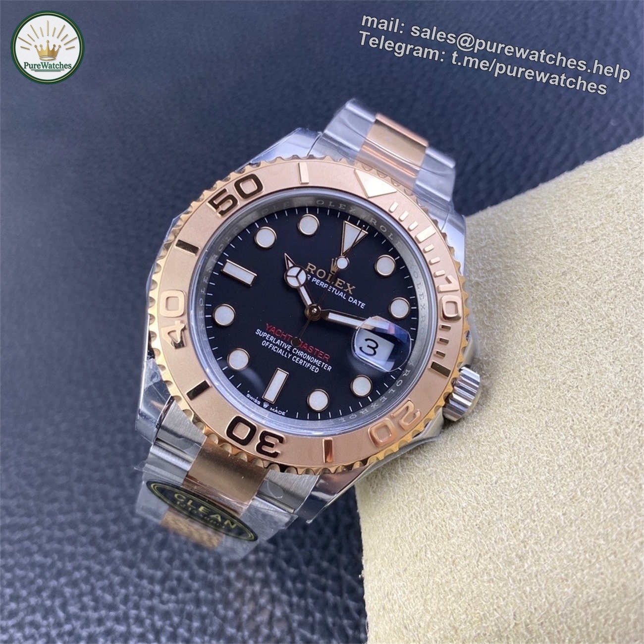Rolex Yacht-Master Black Dial – Clean Factory 40mm Replica - Image 5