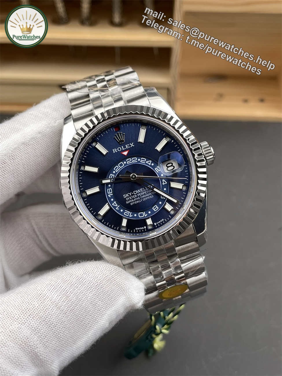 Sky Dweller Blue Dial Replica – ZF Factory 42mm Steel Automatic with Jubilee Bracelet - Image 2