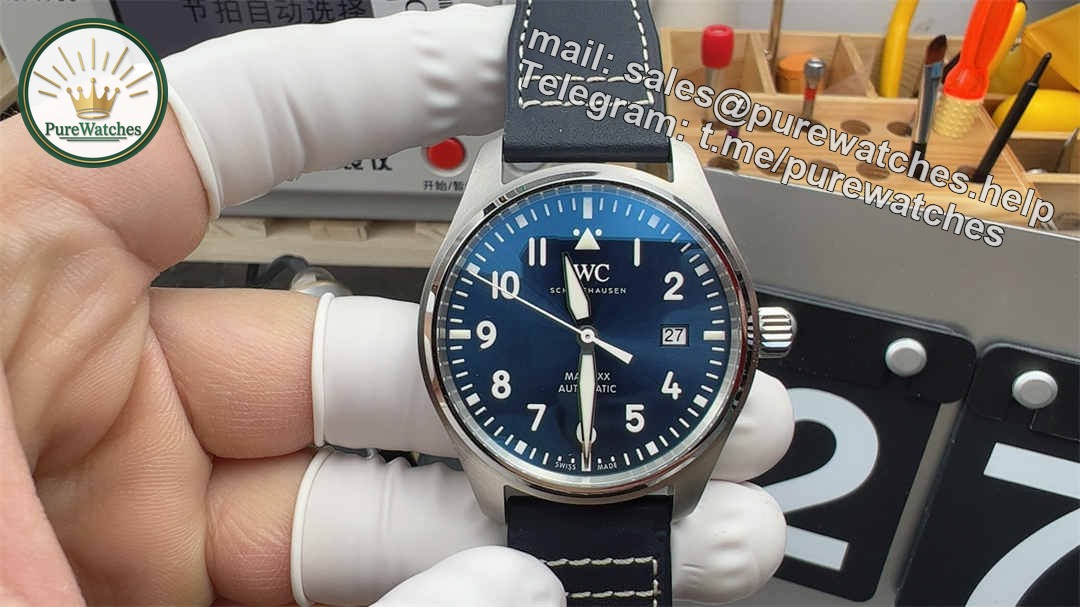 V7 IWC Mark XX Blue Dial – Premium Replica Pilot Watch with Sapphire Crystal & Automatic Movement - Image 3