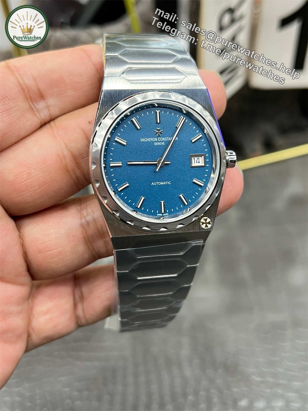 VC 222 Blue Dial Replica (Stainless Steel) – V9 Factory - Image 6
