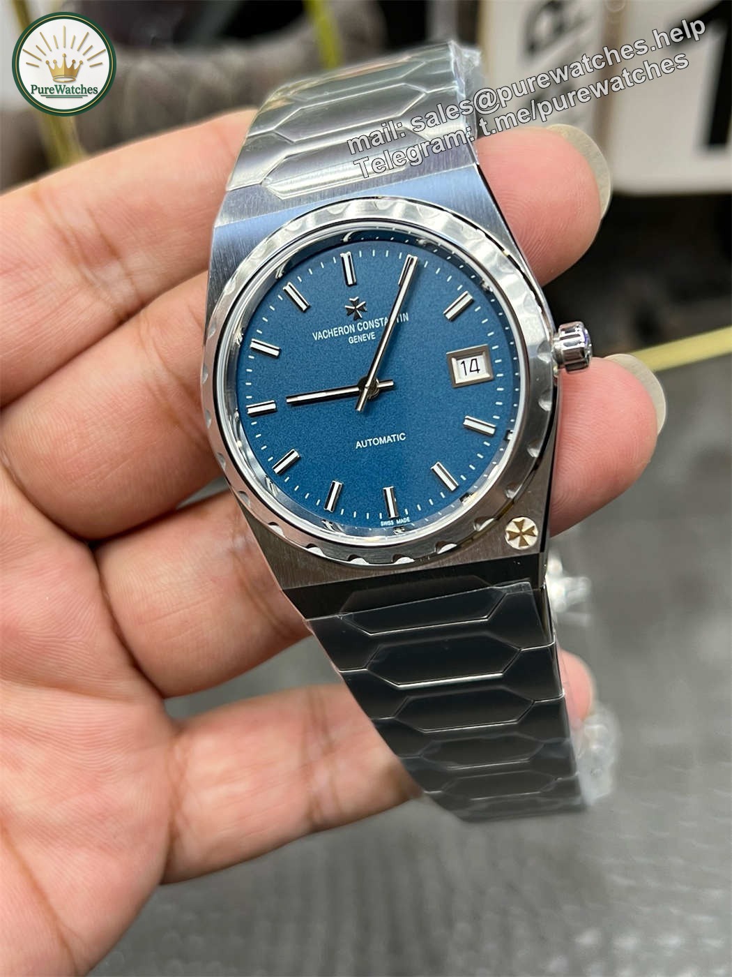 VC 222 Blue Dial Replica (Stainless Steel) – V9 Factory - Image 7