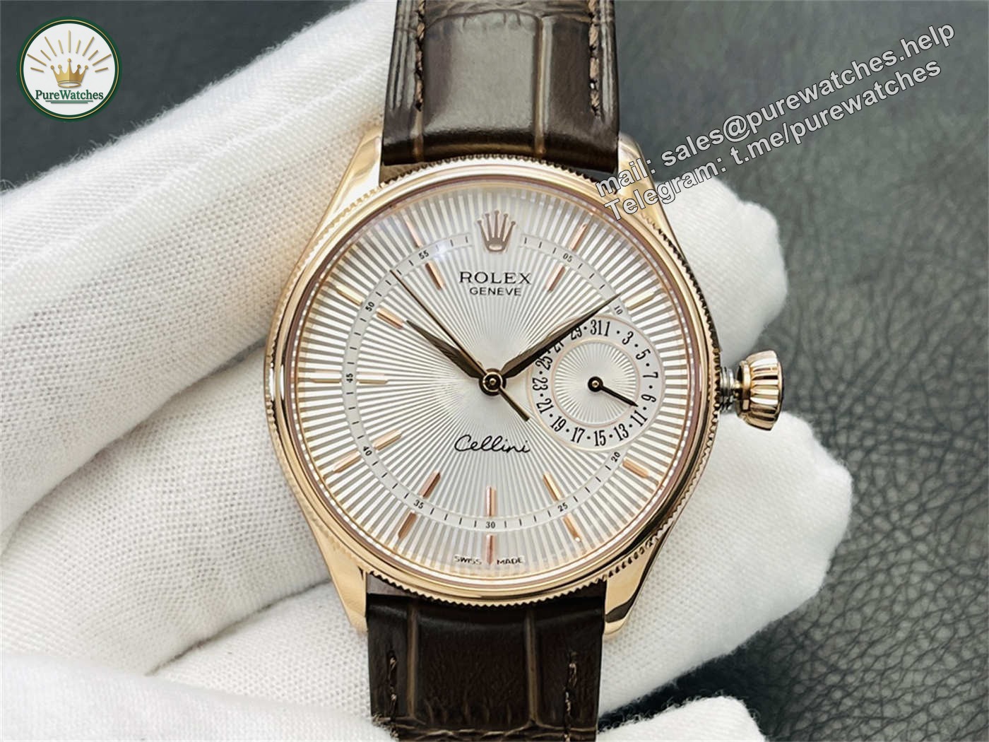 VR Factory Rolex Cellini Replica – M50515-0009 Rose Gold White Dial 39mm