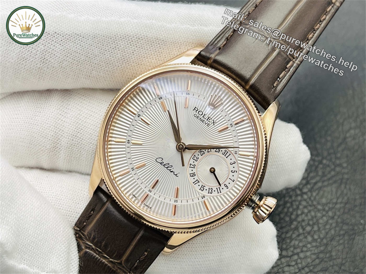 VR Factory Rolex Cellini Replica – M50515-0009 Rose Gold White Dial 39mm - Image 2