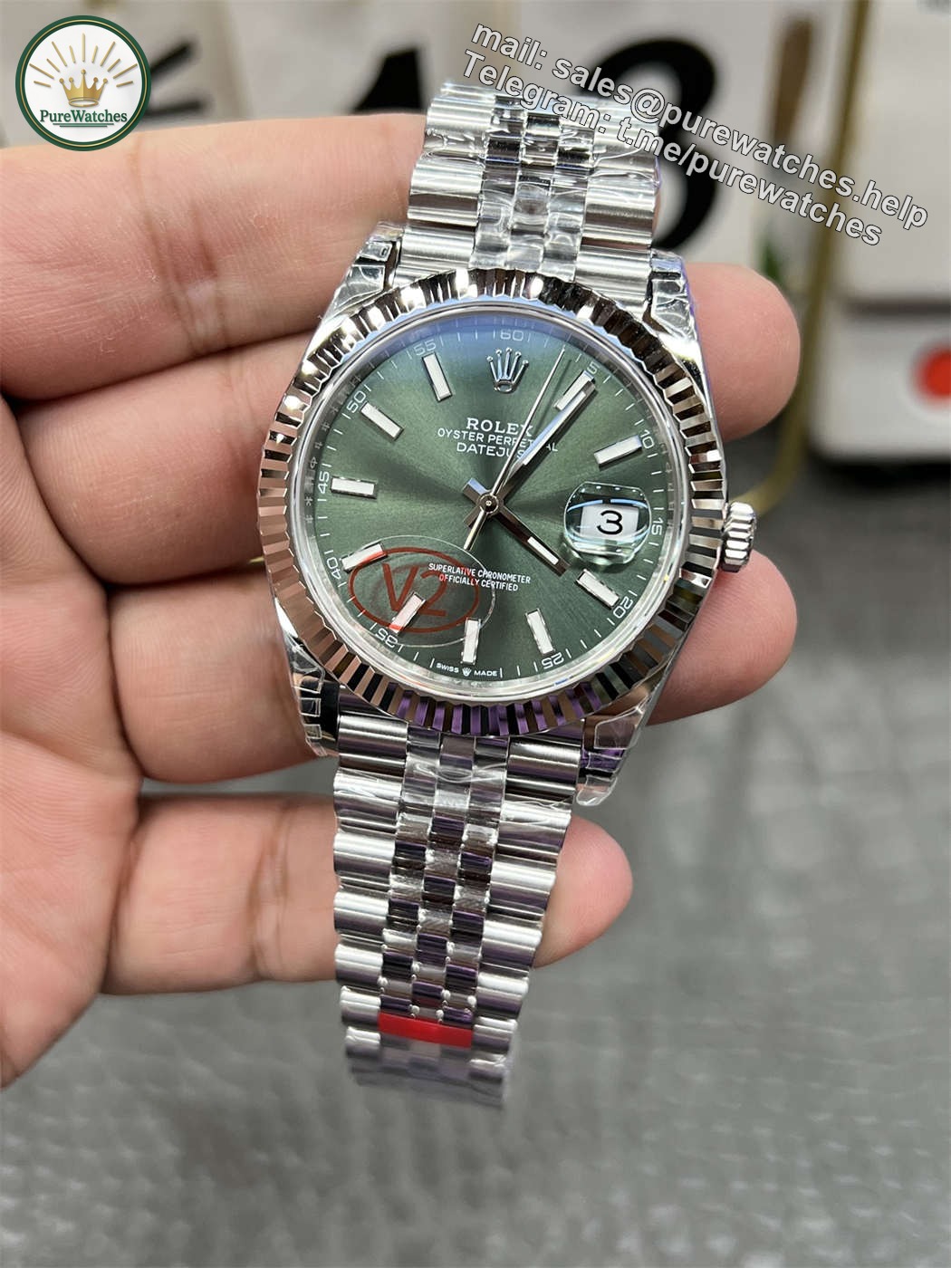 VS Factory Rolex Datejust 41 Replica – Green Dial V2 with Dandong 3235 - Image 3