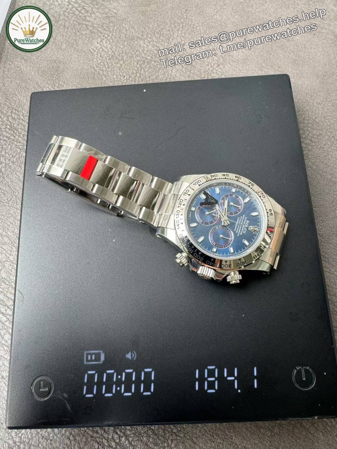 VS Factory White Gold Daytona Heavy Weight Replica 40mm �C Blue Dial, 4130 Clone, 184g - Image 7