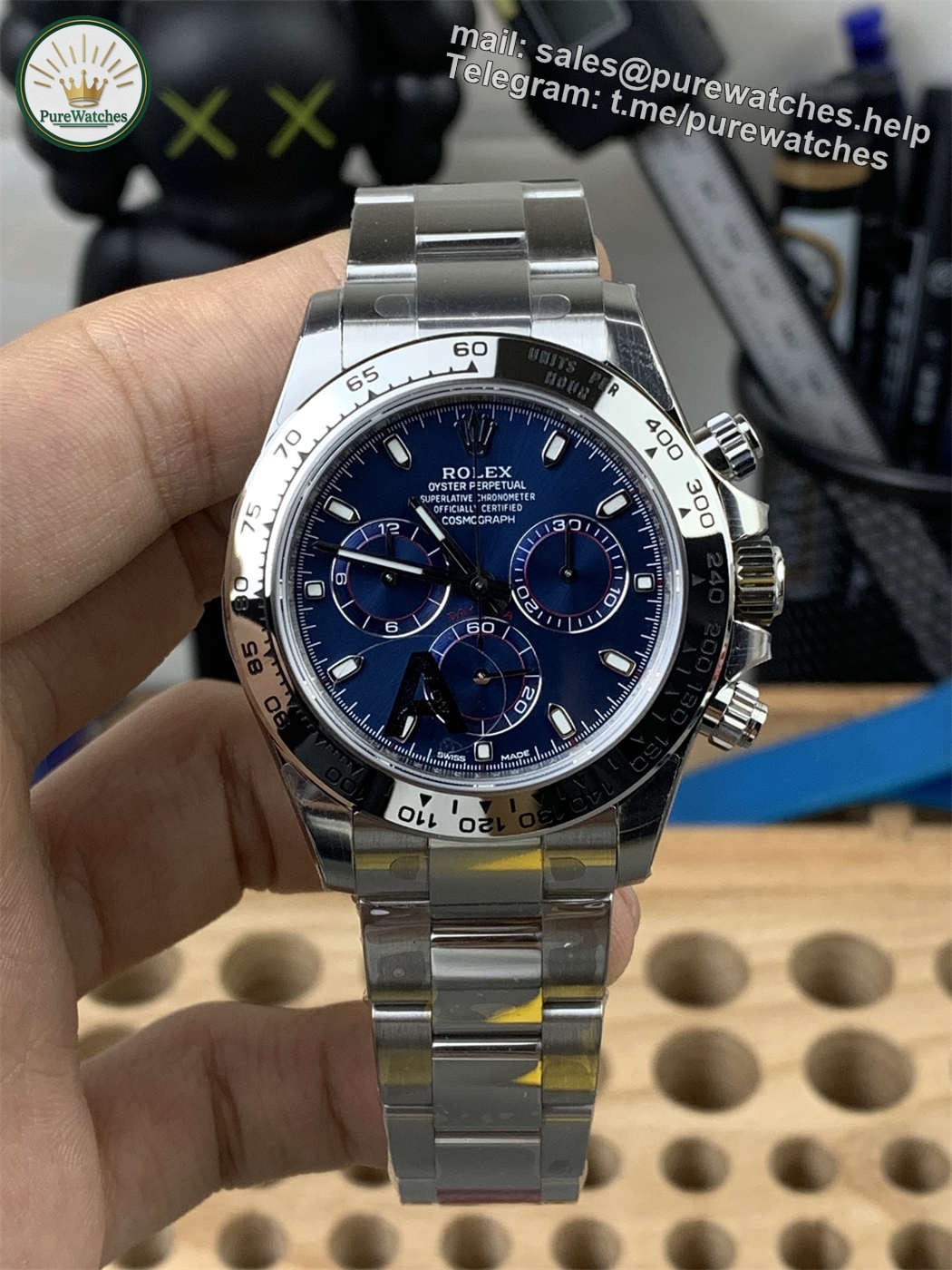 VS Factory White Gold Daytona Heavy Weight Replica 40mm �C Blue Dial, 4130 Clone, 184g