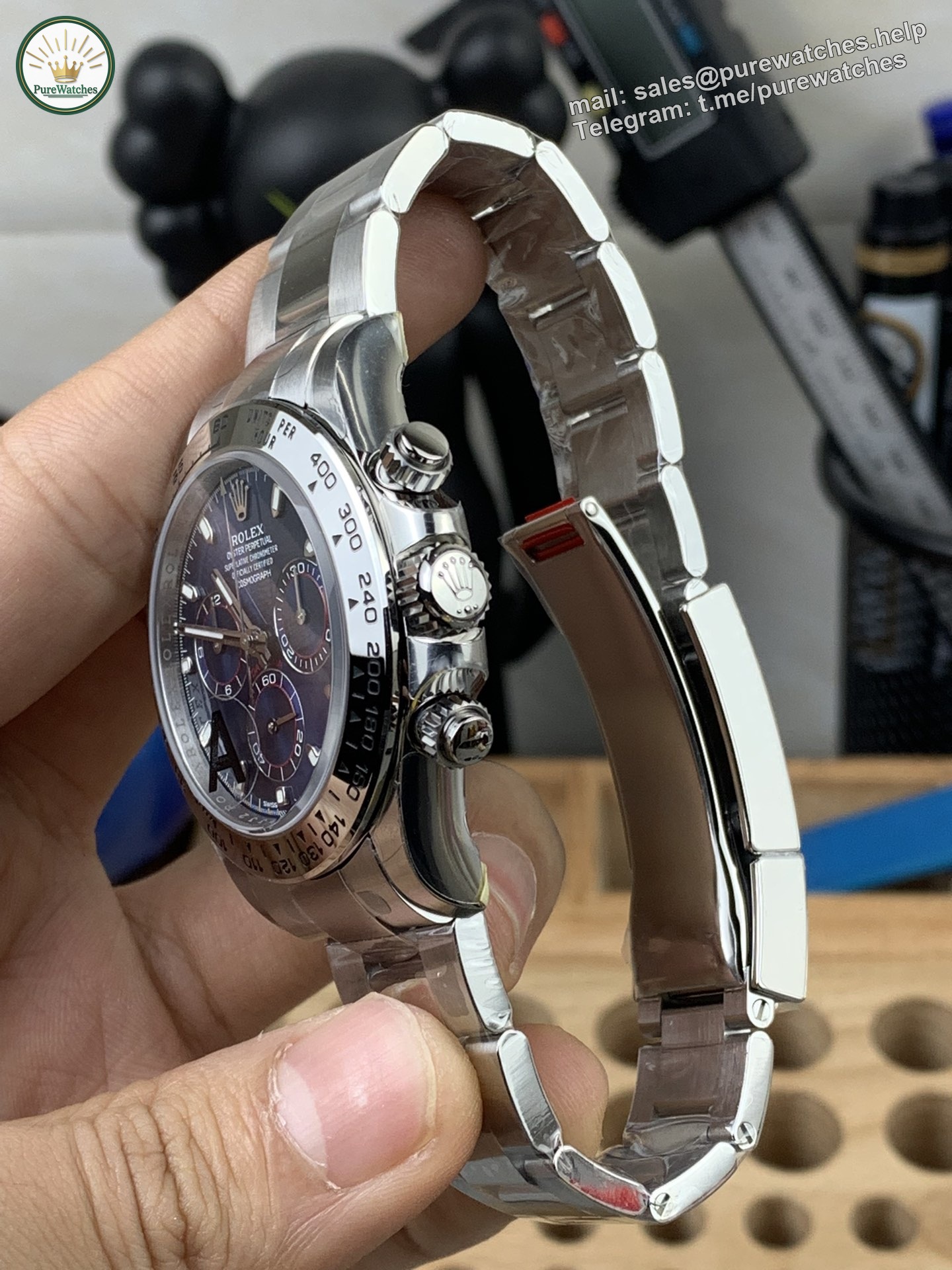 VS Factory White Gold Daytona Heavy Weight Replica 40mm �C Blue Dial, 4130 Clone, 184g - Image 3