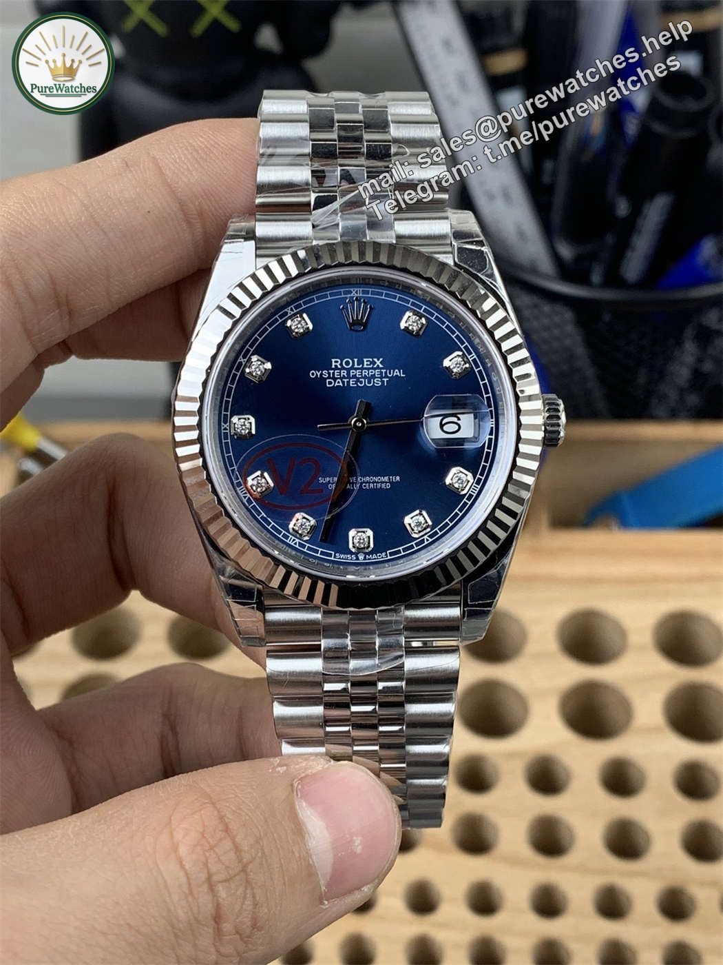 VSF Datejust 41 Blue Diamond Dial Replica – Rolex 126334 V2