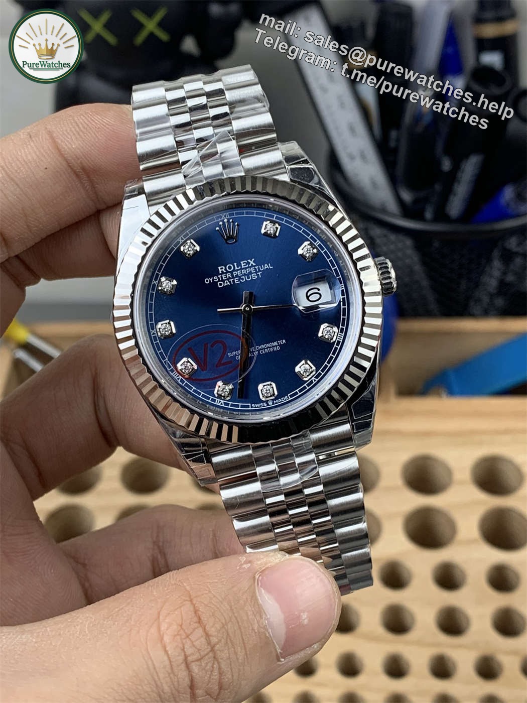 VSF Datejust 41 Blue Diamond Dial Replica – Rolex 126334 V2 - Image 2
