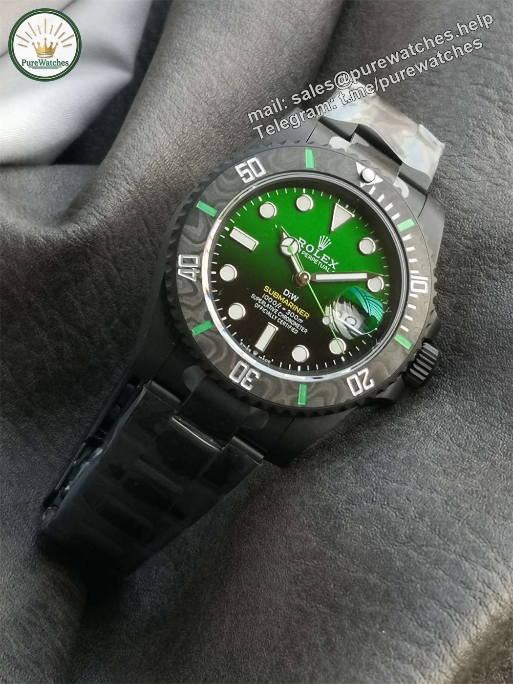 VSF DiW Submariner Gradient Green – DLC Black Steel & Carbon Bezel (VS3135)