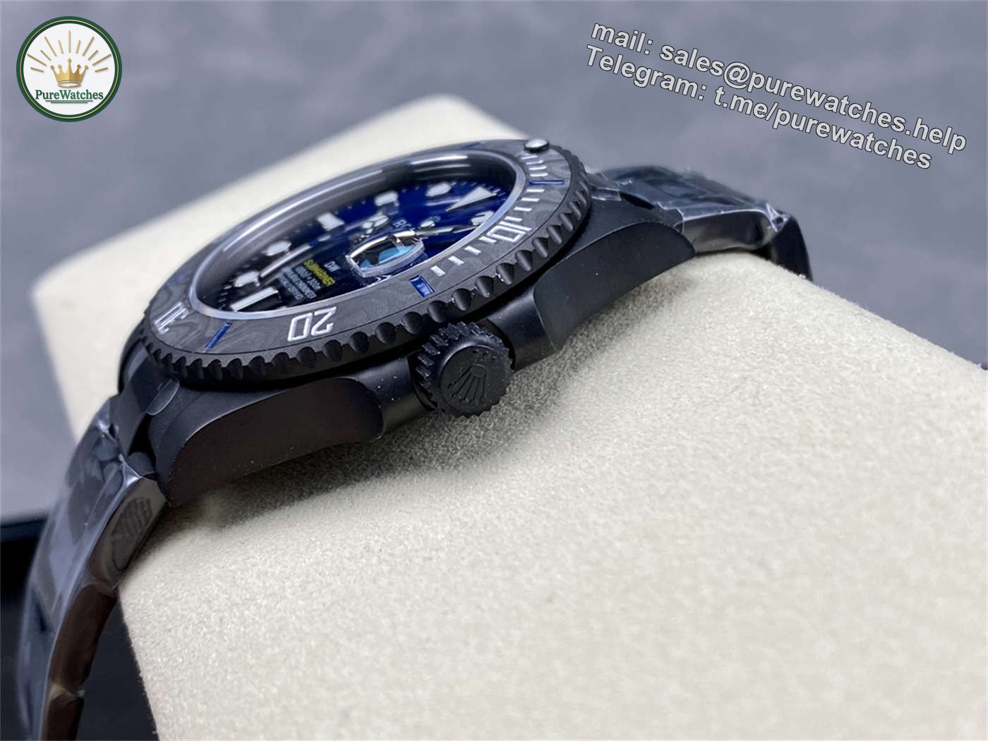 VSF DiW Submariner Gradient Blue – DLC Black Steel & Carbon Bezel (VS3135) - Image 3