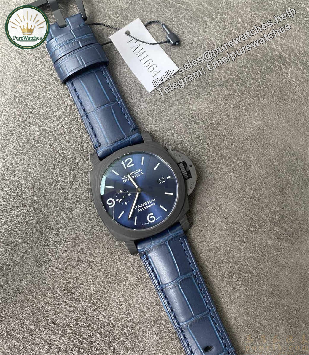 VSF Panerai PAM1664 – Luminor Marina Blu Notte Carbotech Replica Watch with P.900 Movement - Image 6