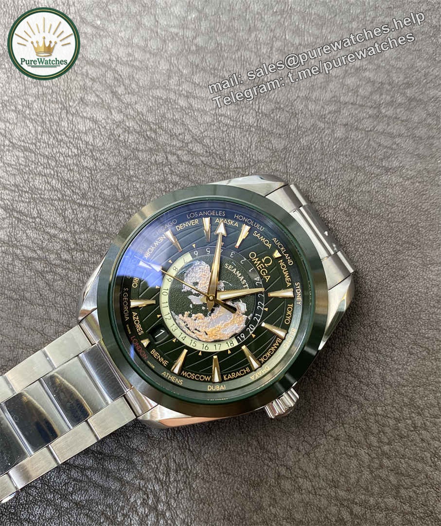 VSF Worldtimer Green Replica – Stainless Steel Aqua Terra Green Dial Watch - Image 8